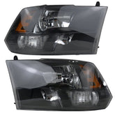 Headlights Assembly Compatible with 2009-2018 Dodge Ram Quad 1500 2500 3500 Pickup Replacement Headlamp Black Housing Clear Lens